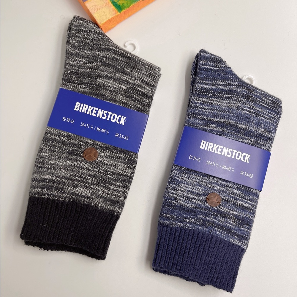Birkenstock Roma Warm Comfortable Cotton Socks
 blue & Brown 2 pack
